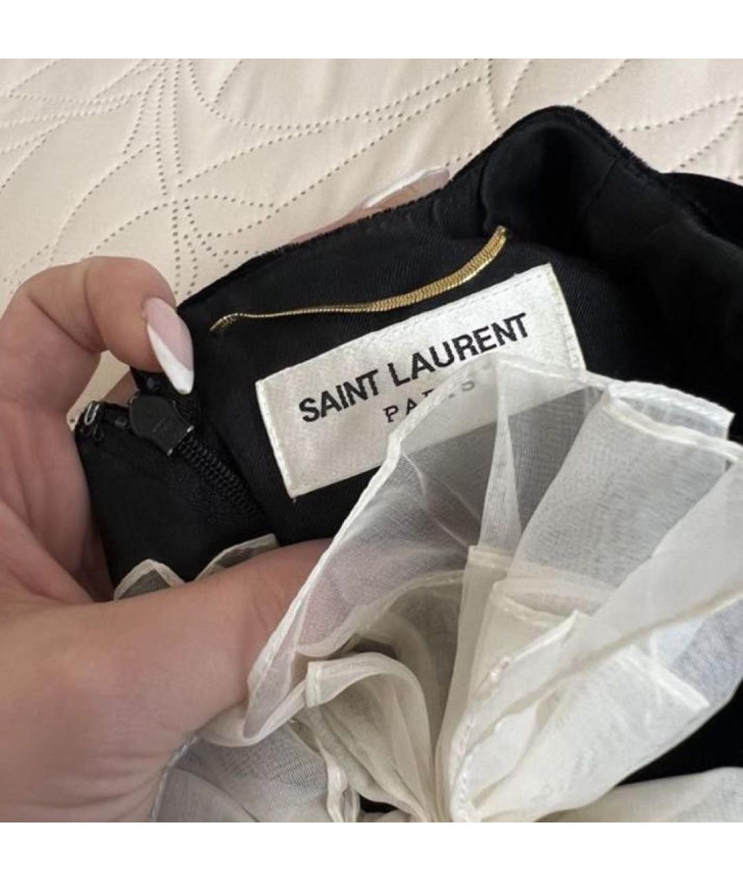 SAINT LAURENT Черное бархатное вечернее платье, фото 4