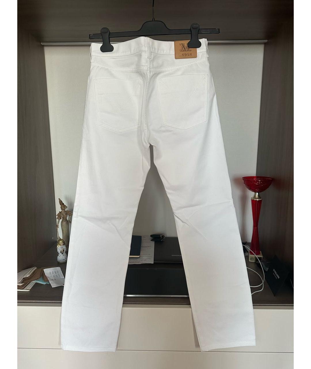 MAX MARA Белые хлопковые прямые джинсы, фото 5