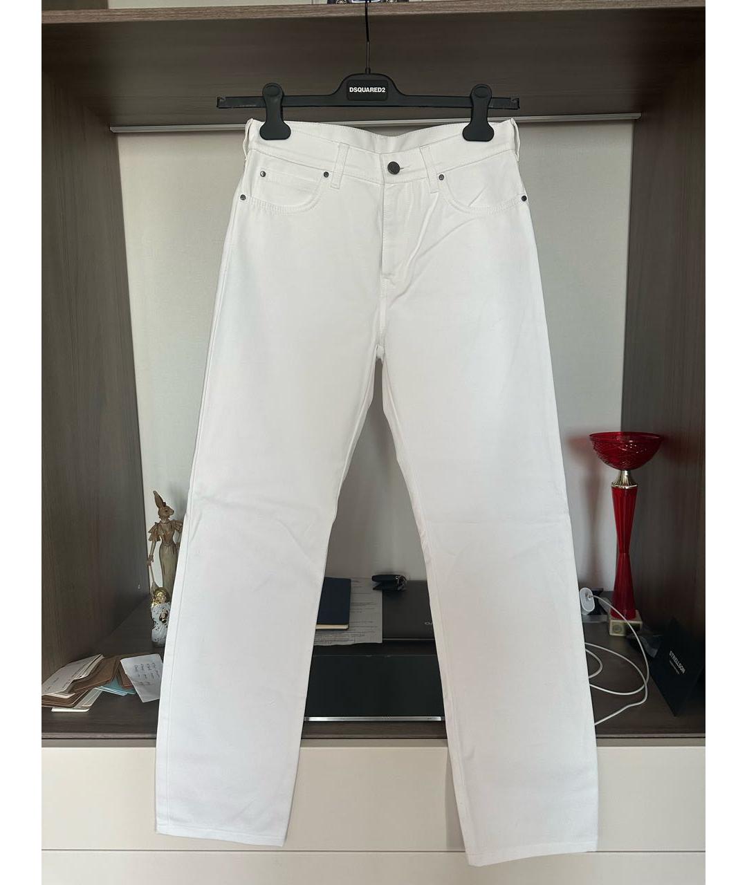 MAX MARA Белые хлопковые прямые джинсы, фото 9