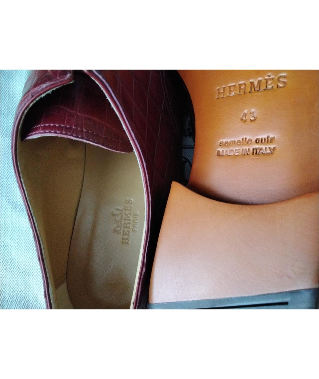 HERMES PRE-OWNED Бордовые туфли из экзотической кожи, фото 7