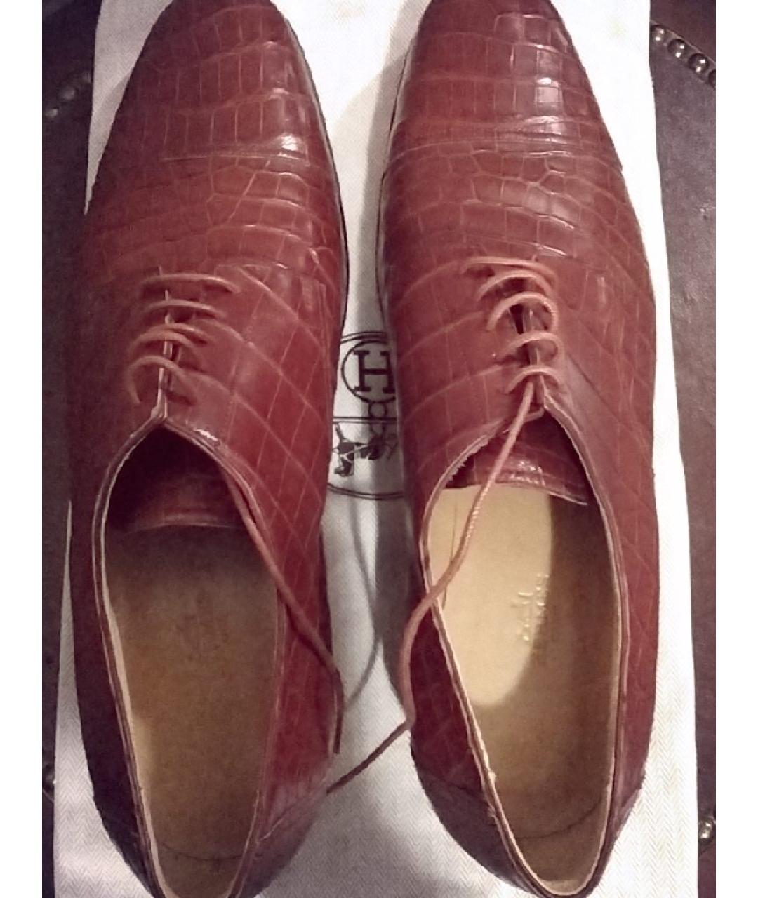 HERMES PRE-OWNED Бордовые туфли из экзотической кожи, фото 3