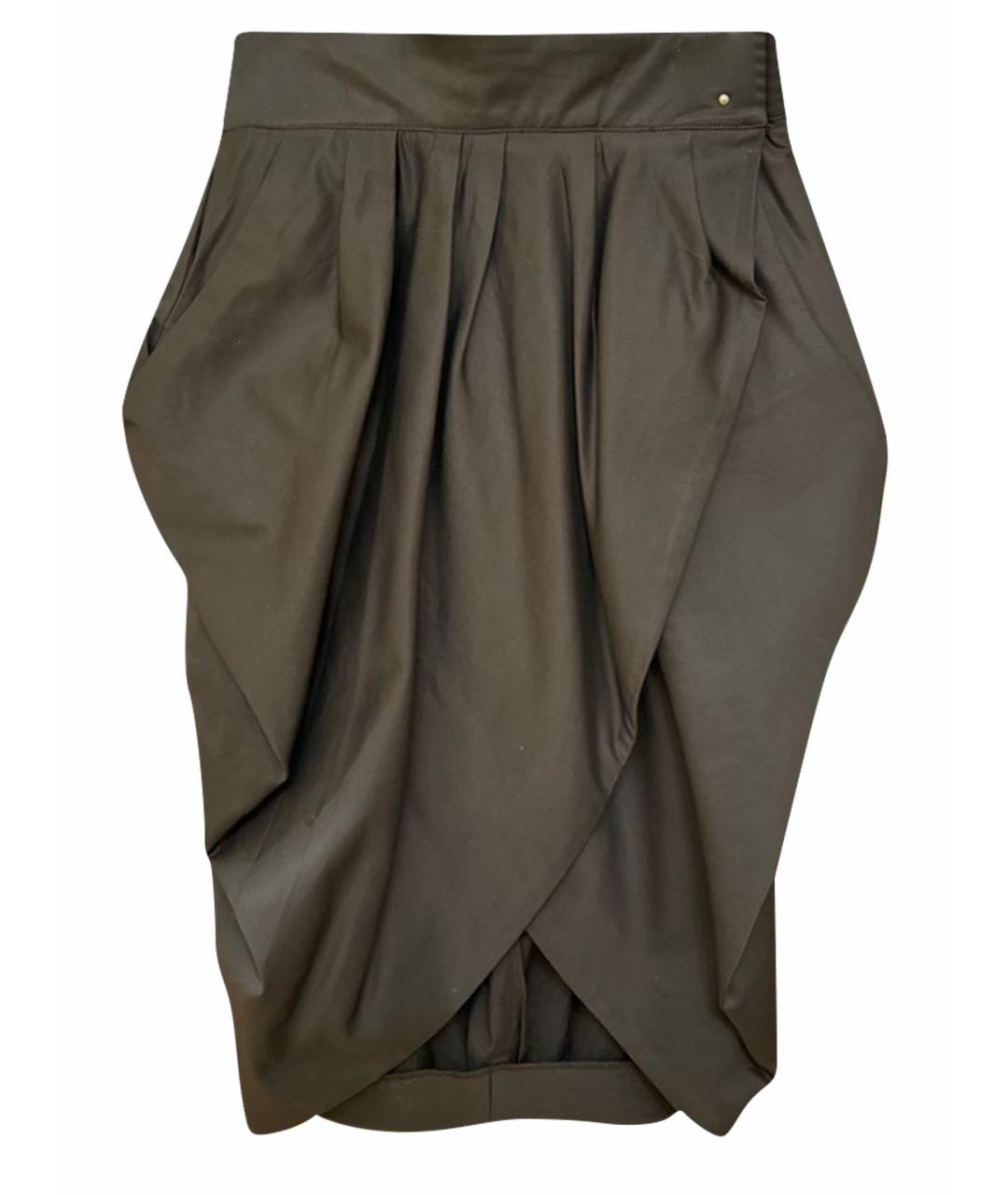 MCQ ALEXANDER MCQUEEN Черная хлопко-эластановая юбка миди, фото 1