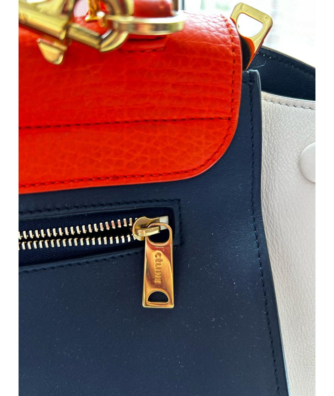 CELINE Оранжевая кожаная сумка через плечо, фото 5