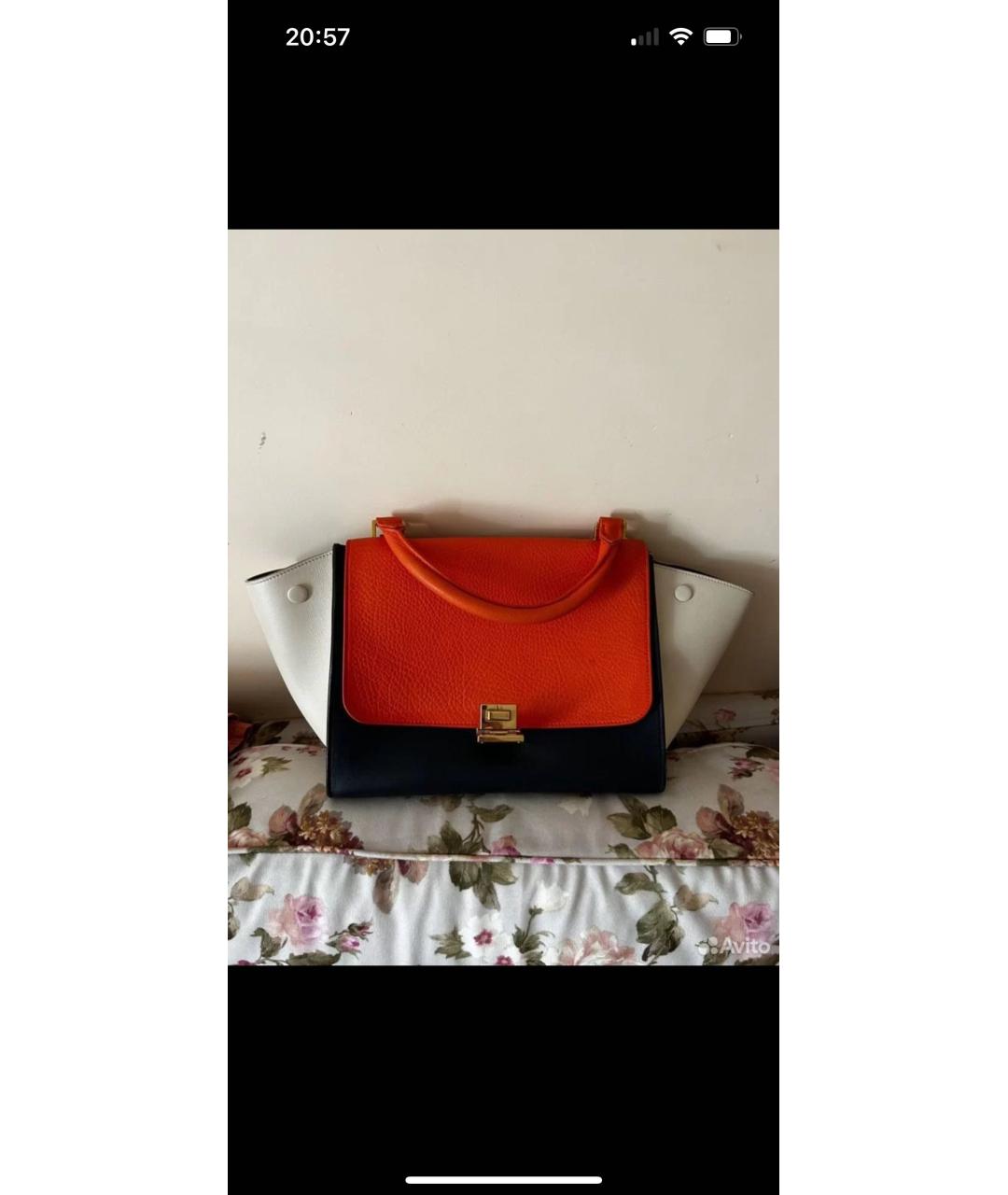 CELINE Оранжевая кожаная сумка через плечо, фото 7