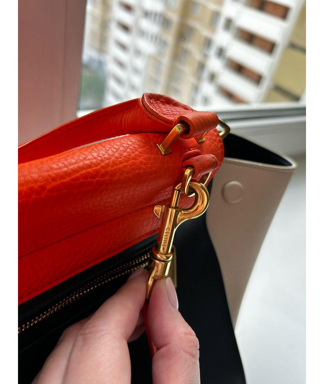 CELINE Оранжевая кожаная сумка через плечо, фото 6