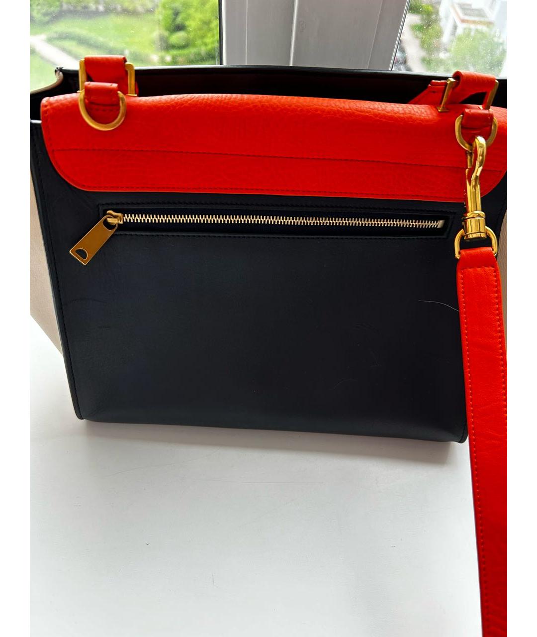 CELINE Оранжевая кожаная сумка через плечо, фото 3