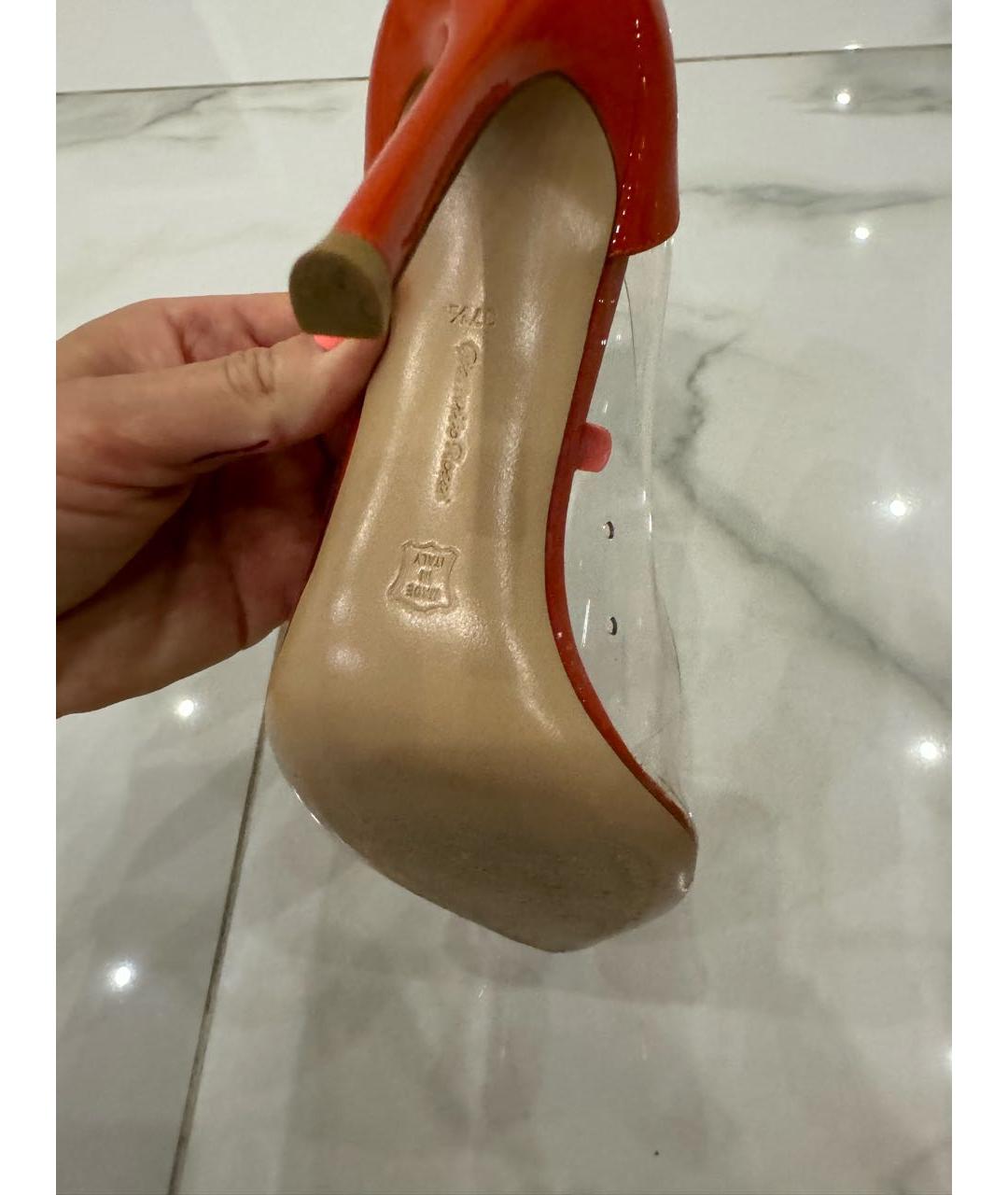 GIANVITO ROSSI Оранжевое туфли из лакированной кожи, фото 8