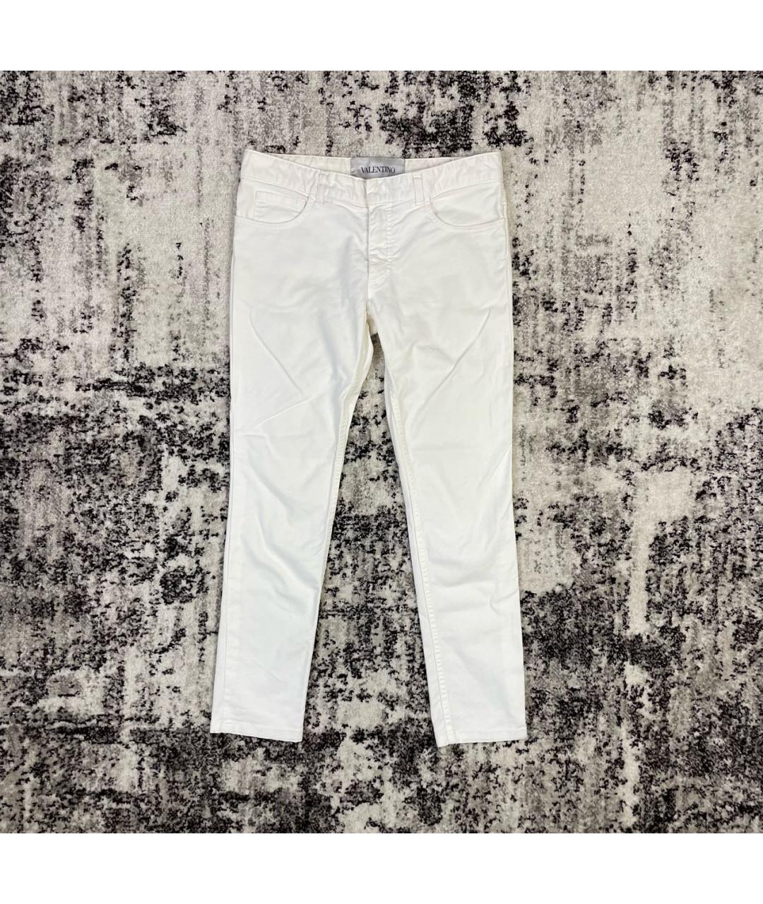 VALENTINO Белые хлопко-эластановые прямые джинсы, фото 9