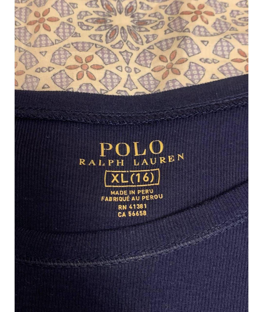 POLO RALPH LAUREN Темно-синий хлопковый детская футболка / топ, фото 2