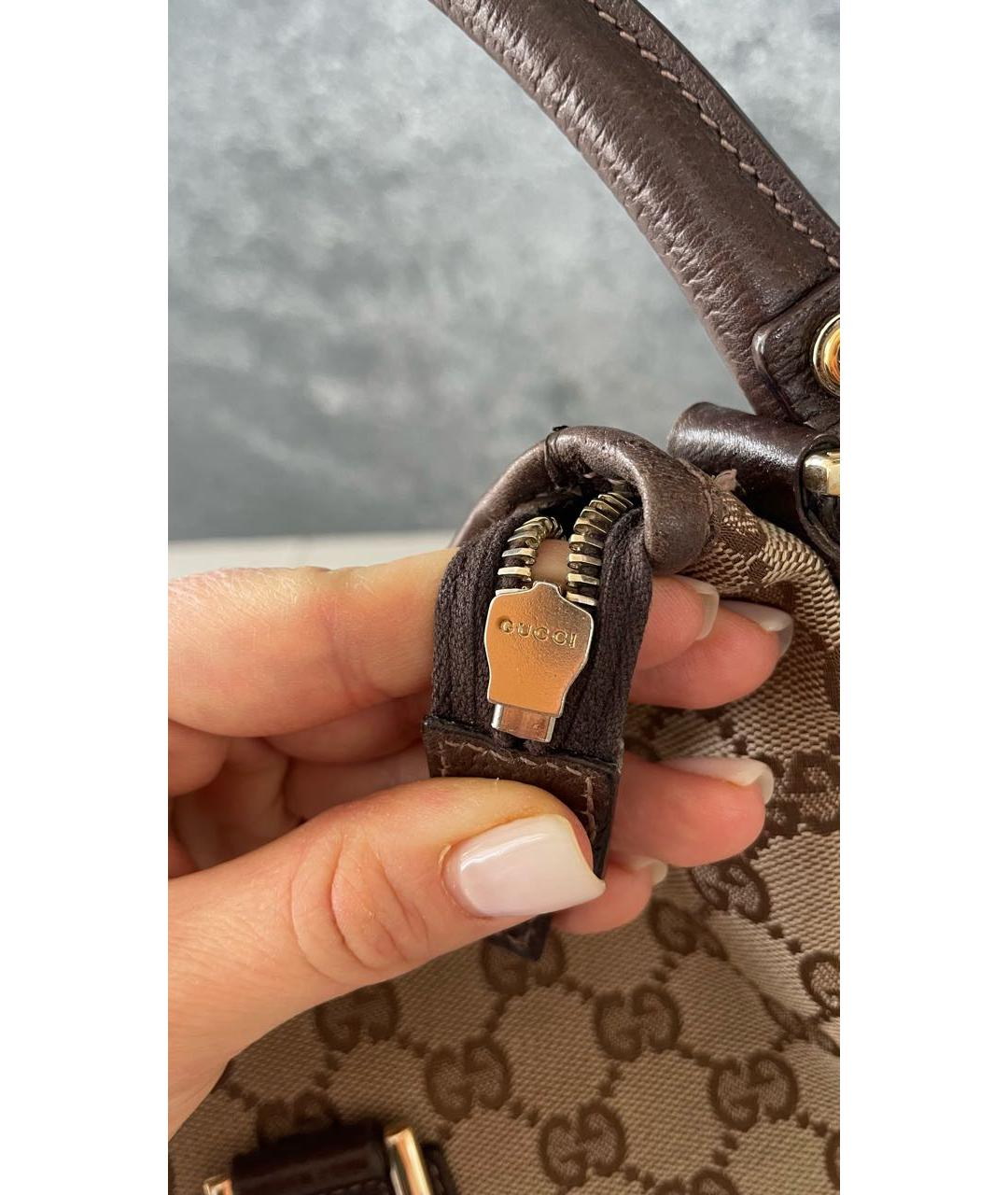 GUCCI Коричневая кожаная сумка с короткими ручками, фото 5