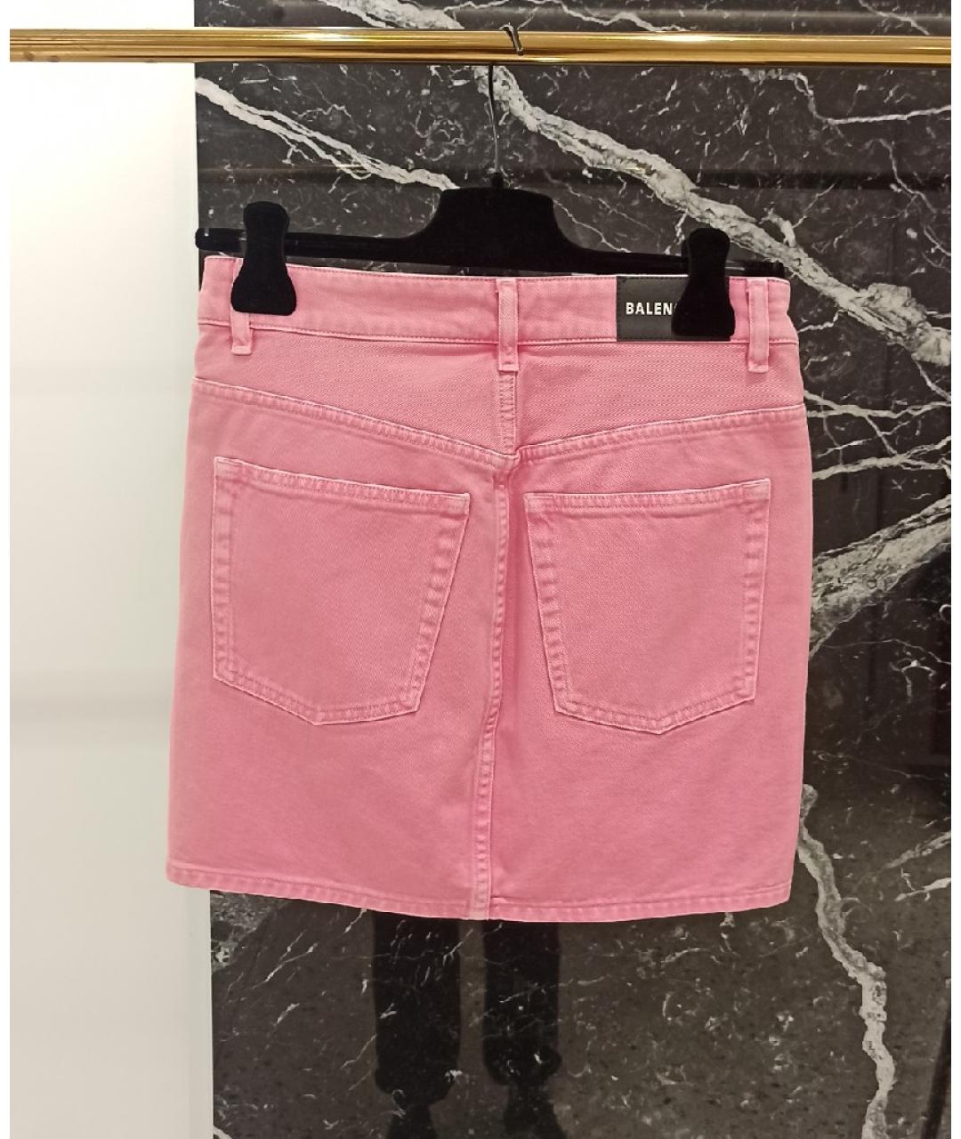 BALENCIAGA Розовая хлопковая юбка мини, фото 2