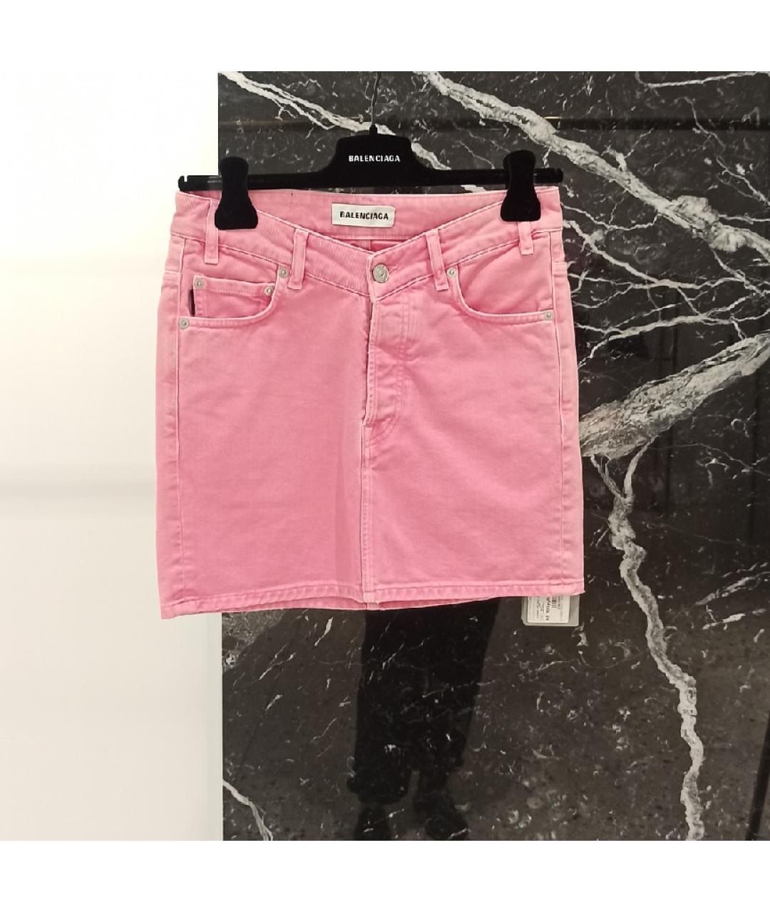 BALENCIAGA Розовая хлопковая юбка мини, фото 6