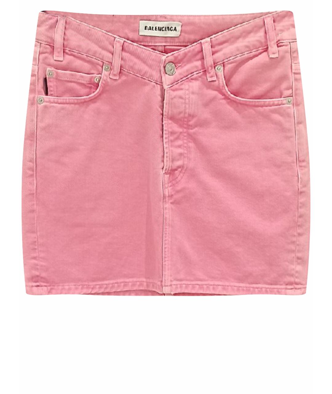 BALENCIAGA Розовая хлопковая юбка мини, фото 1