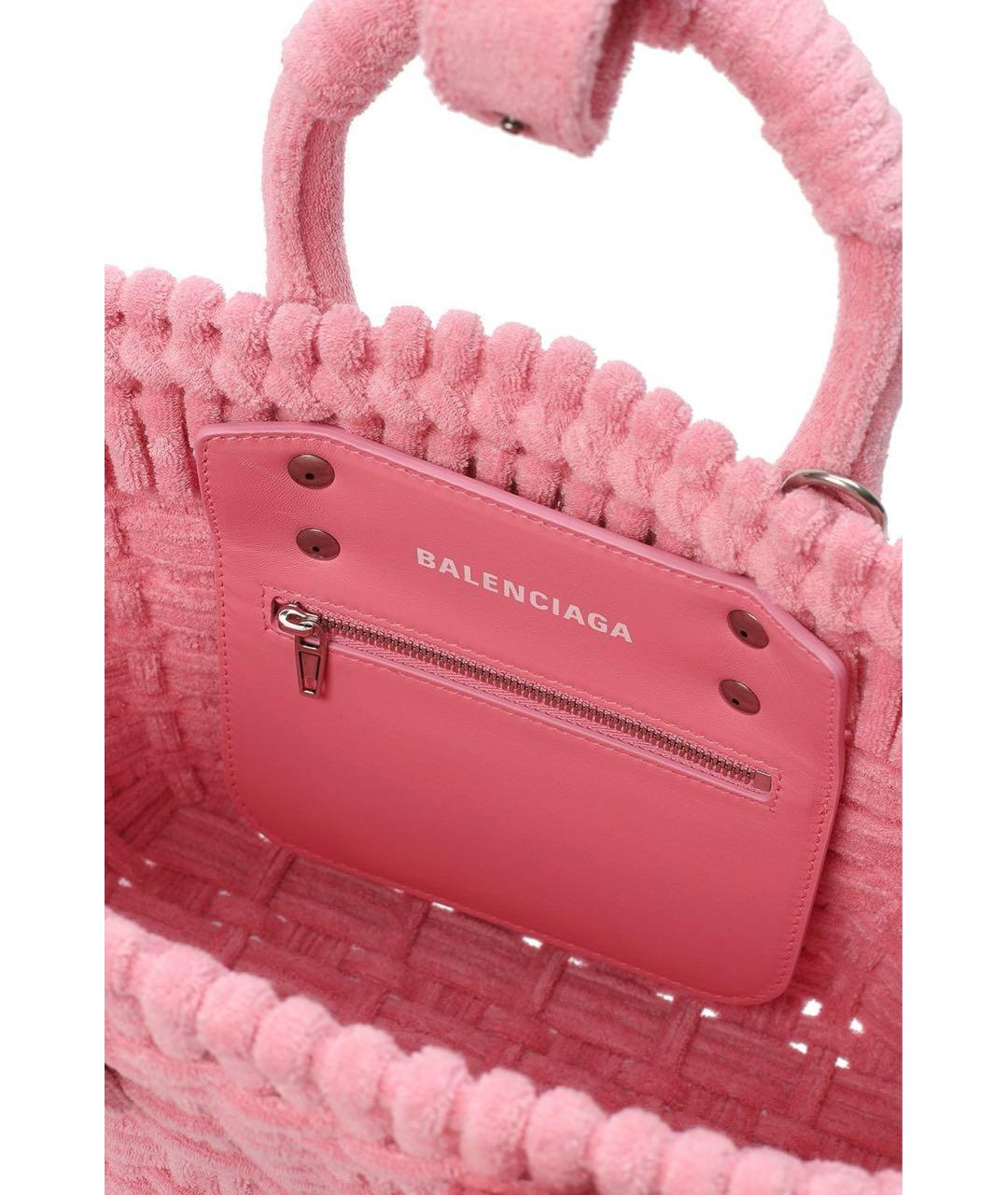 BALENCIAGA Розовая хлопковая сумка с короткими ручками, фото 4