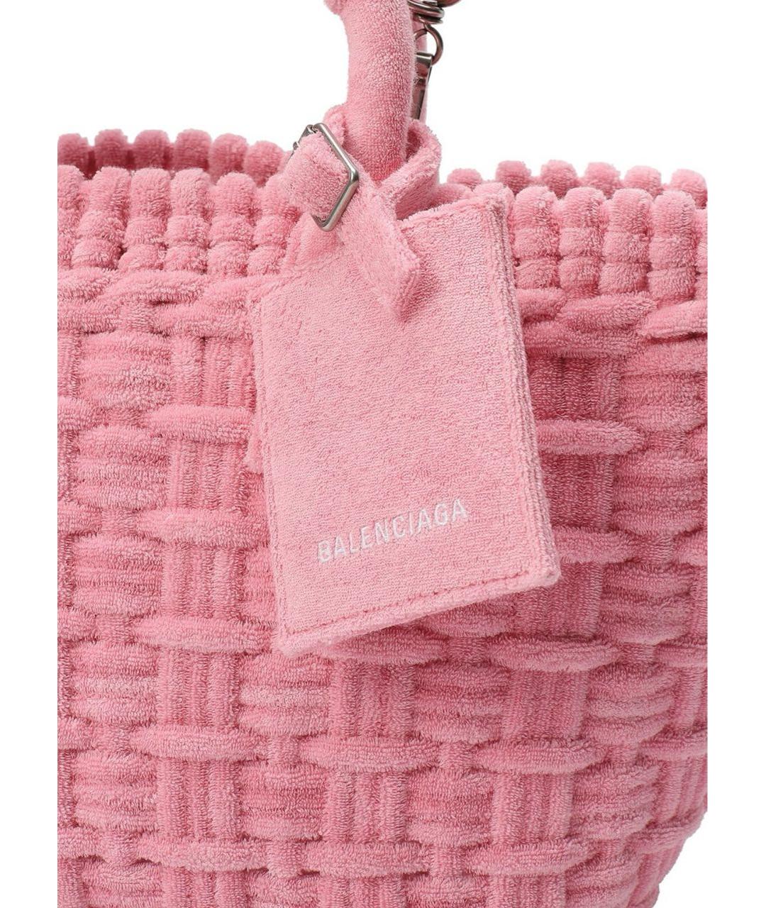 BALENCIAGA Розовая хлопковая сумка с короткими ручками, фото 7