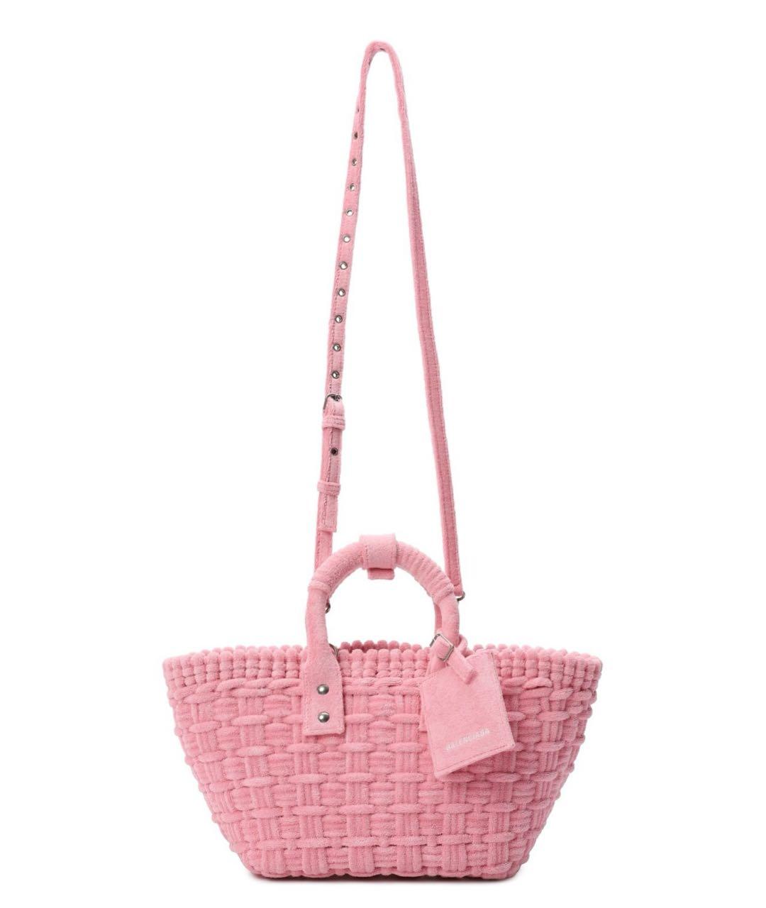 BALENCIAGA Розовая хлопковая сумка с короткими ручками, фото 5