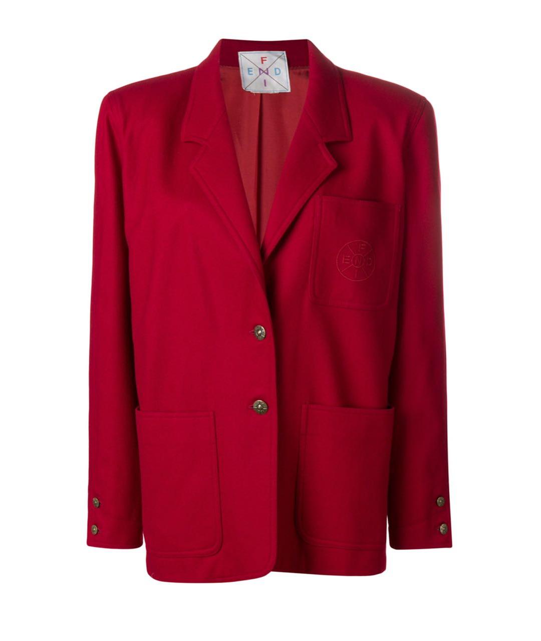 FENDI Красный шерстяной жакет/пиджак, фото 1
