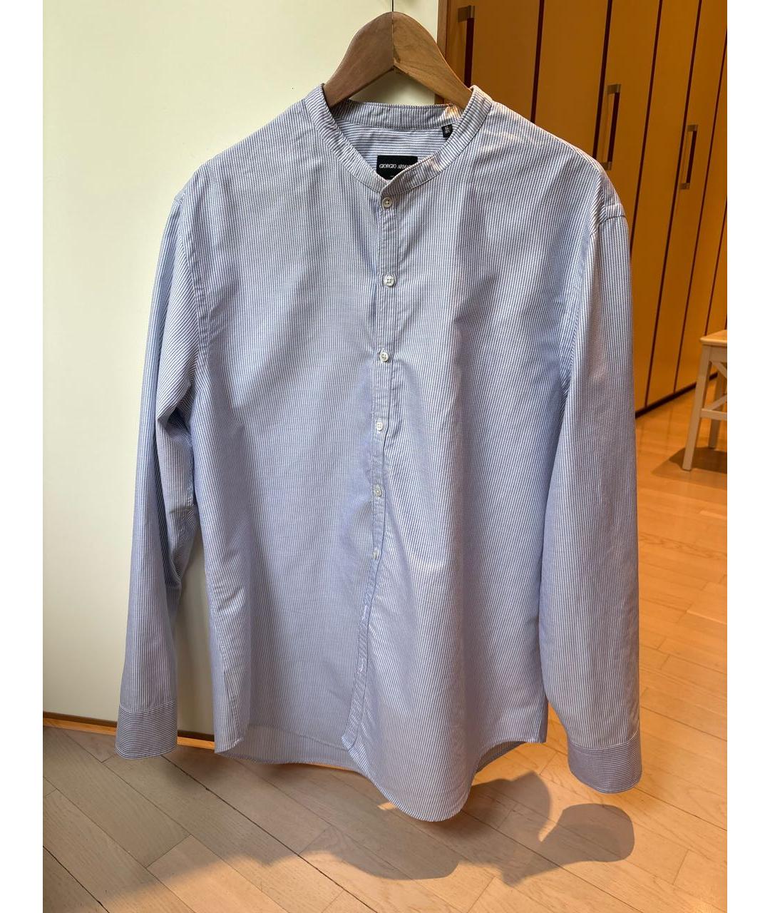 GIORGIO ARMANI Голубая хлопко-шелковая кэжуал рубашка, фото 6