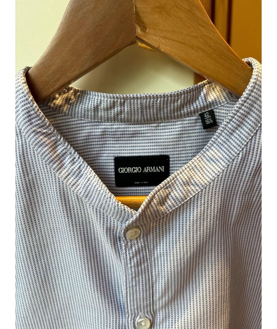 GIORGIO ARMANI Голубая хлопко-шелковая кэжуал рубашка, фото 3