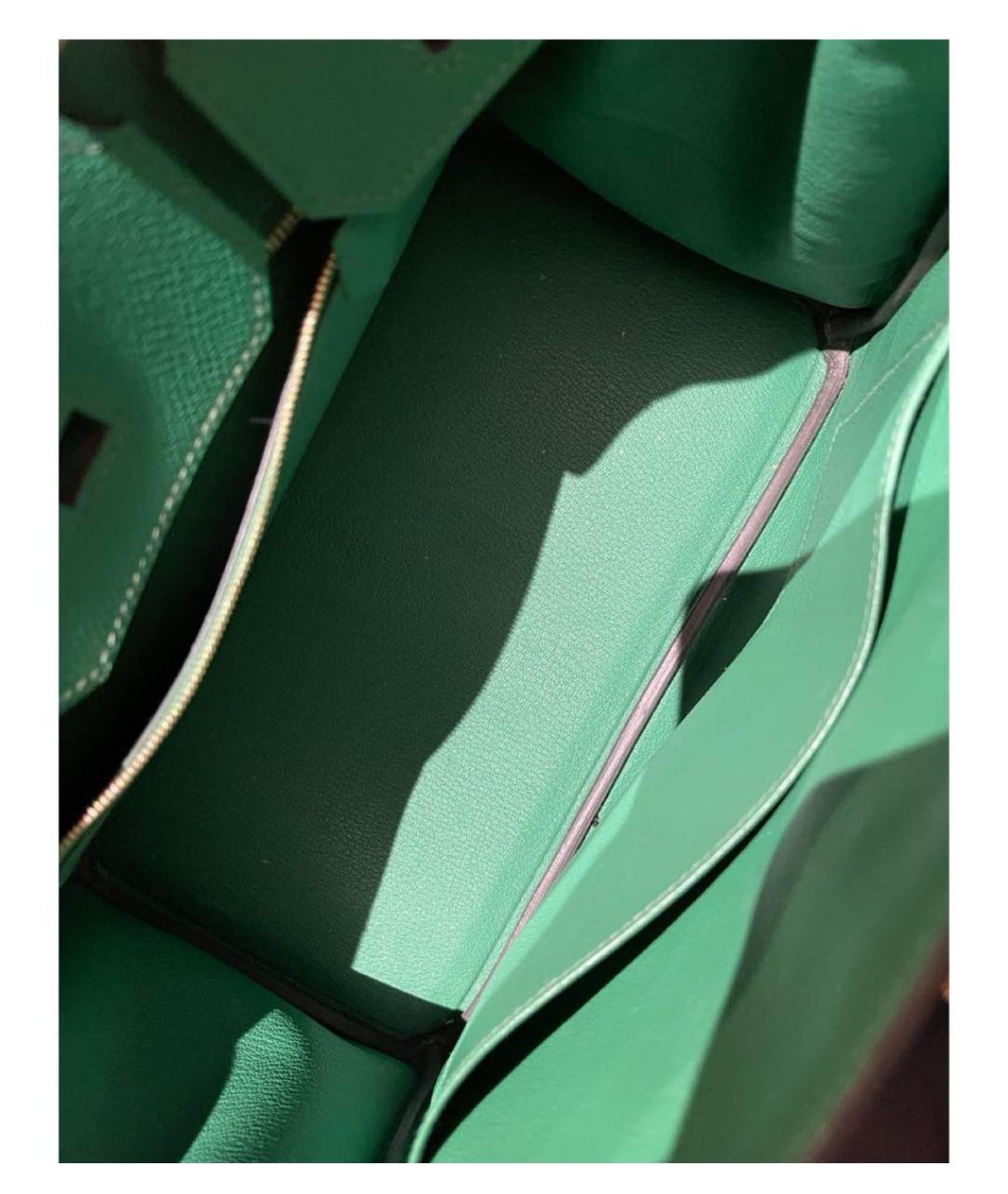 HERMES Зеленая кожаная сумка с короткими ручками, фото 4