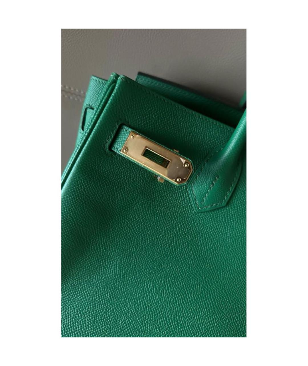 HERMES Зеленая кожаная сумка с короткими ручками, фото 5