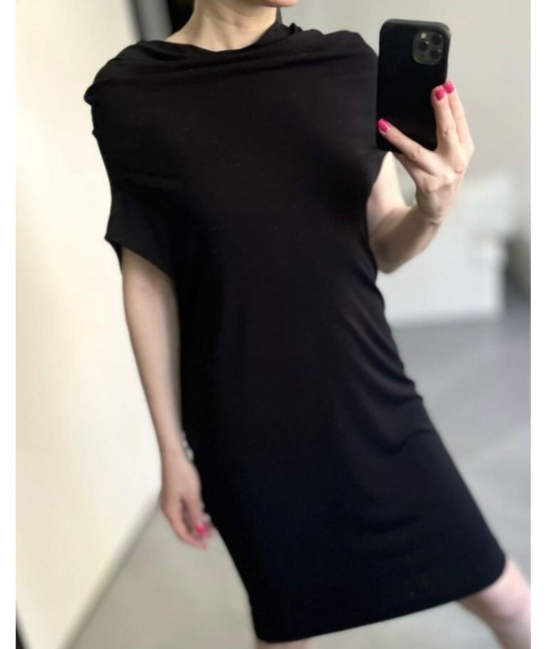 HERMES Черное вискозное платье, фото 4