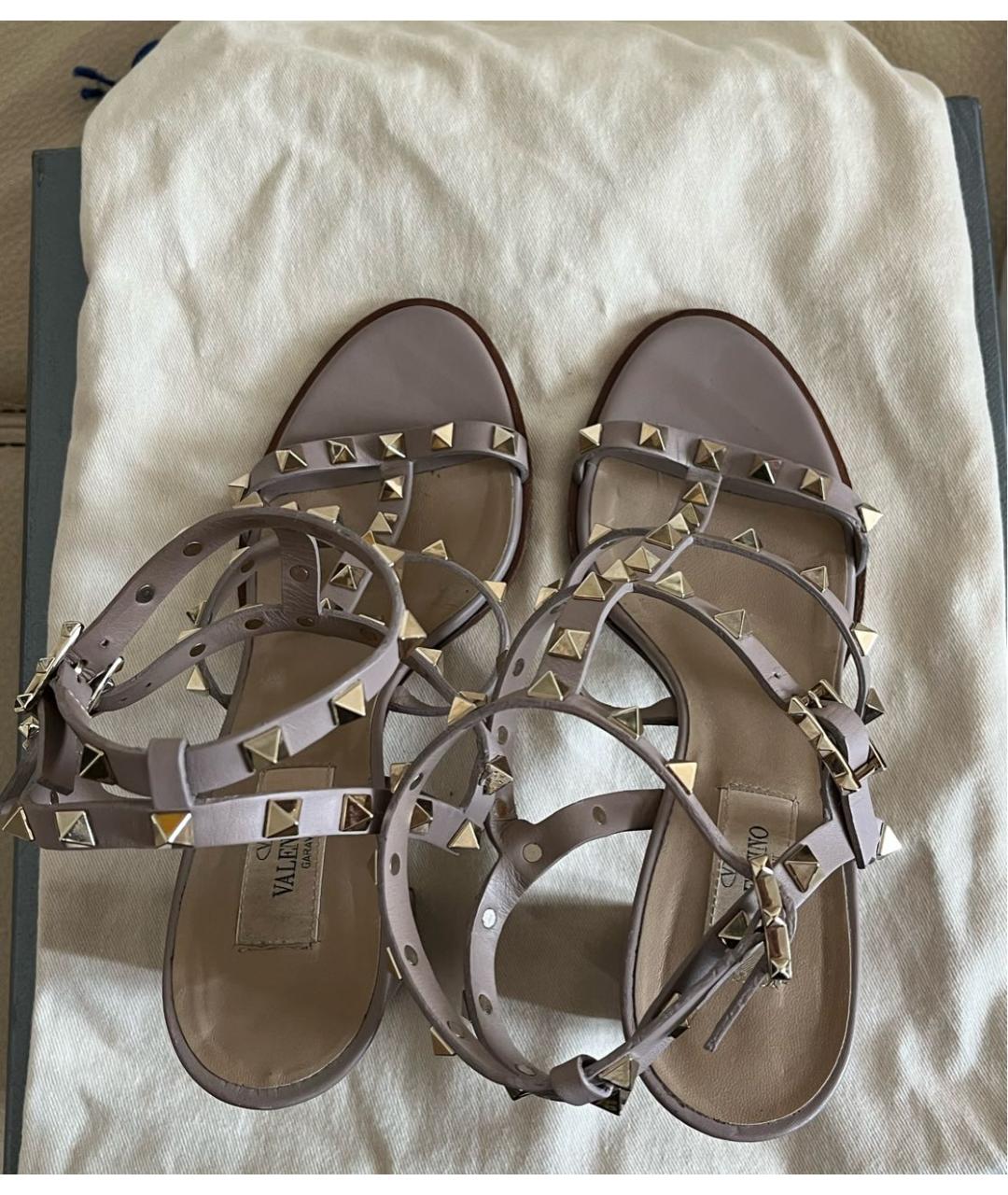VALENTINO Бежевые кожаные босоножки, фото 3