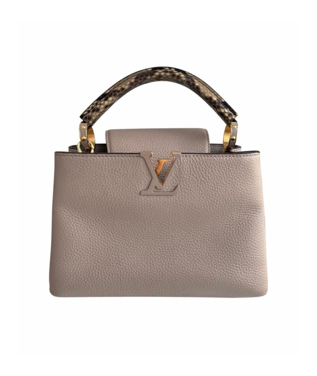 LOUIS VUITTON PRE-OWNED Бежевая кожаная сумка с короткими ручками, фото 1