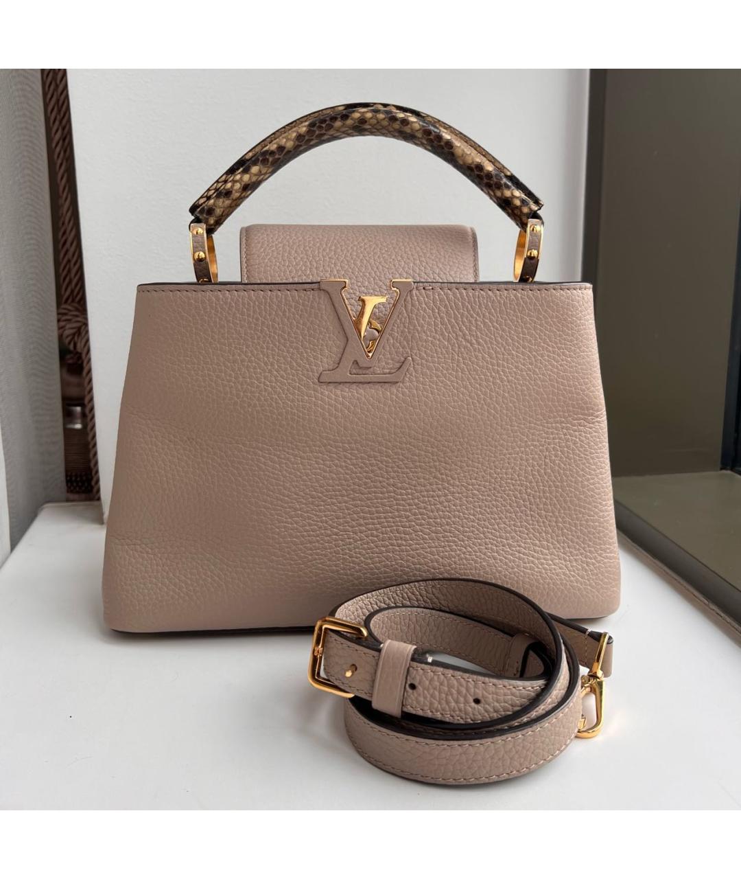 LOUIS VUITTON PRE-OWNED Бежевая кожаная сумка с короткими ручками, фото 4