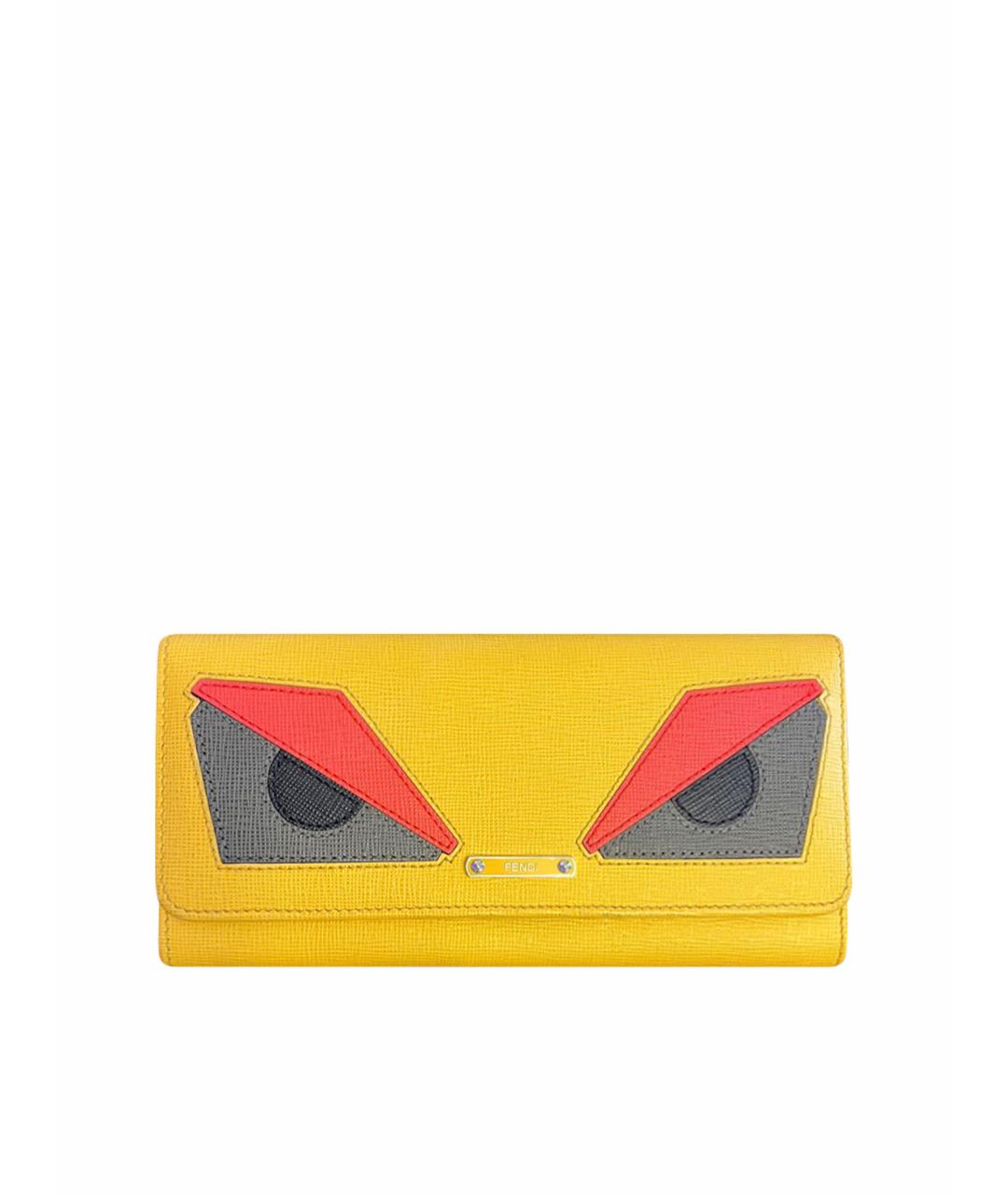 FENDI Желтый кожаный кошелек, фото 1