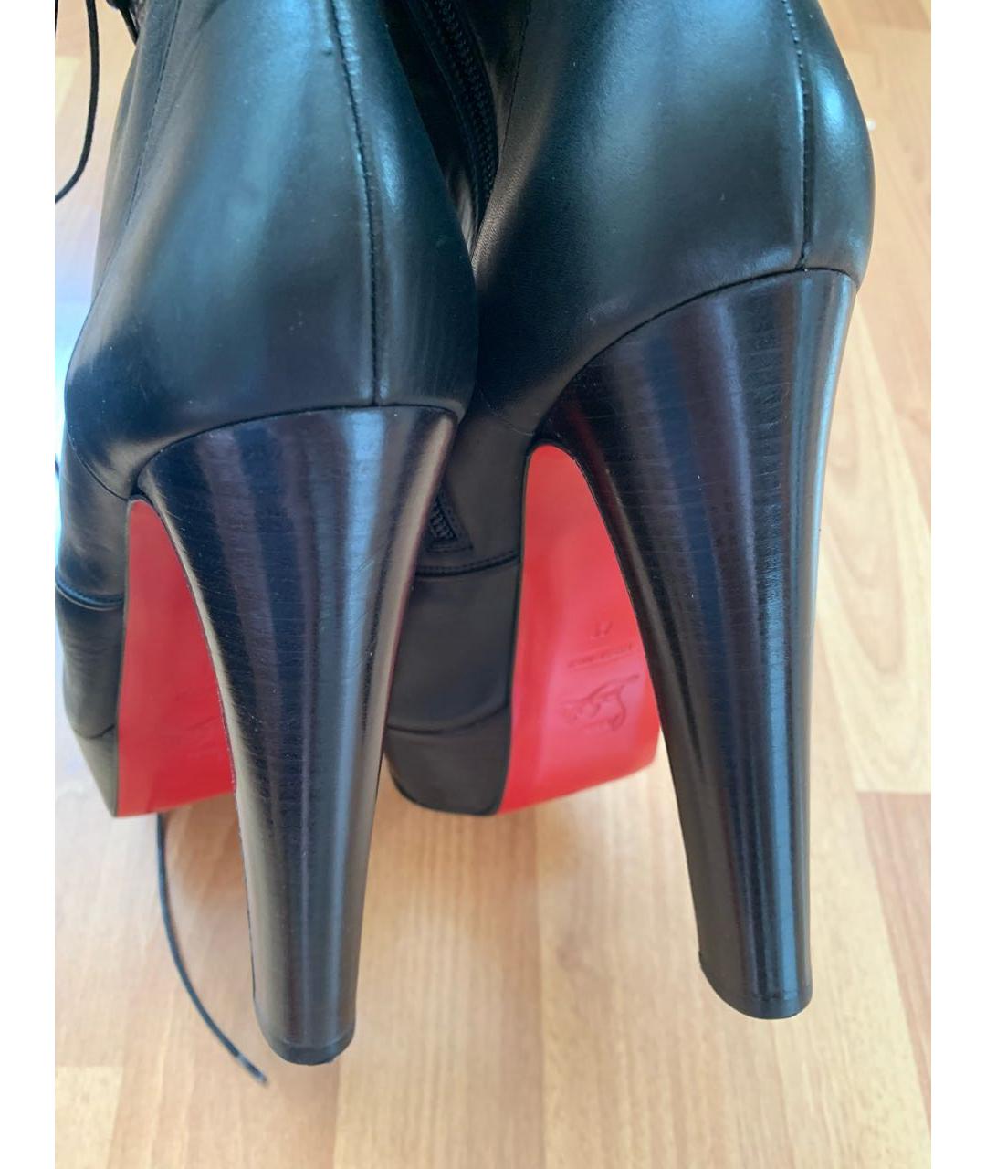 CHRISTIAN LOUBOUTIN Черные кожаные сапоги, фото 4