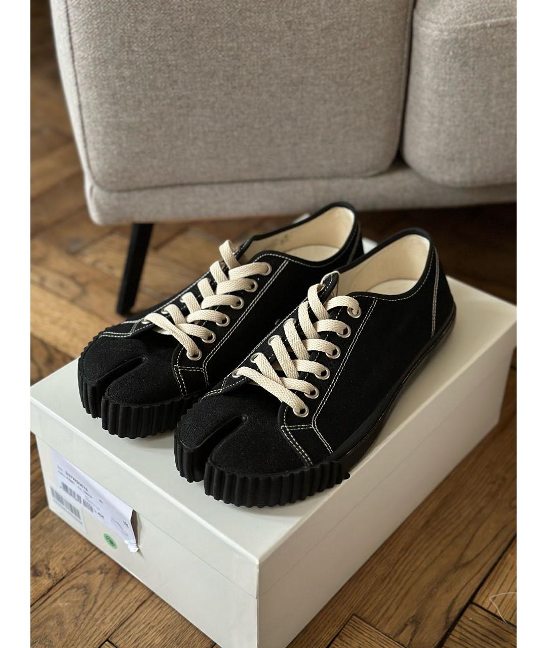 MAISON MARGIELA Черные текстильные низкие кроссовки / кеды, фото 6