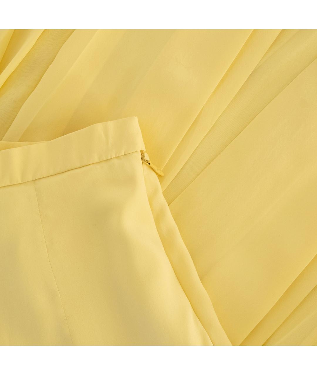 LOUIS VUITTON Желтая шелковая юбка миди, фото 5