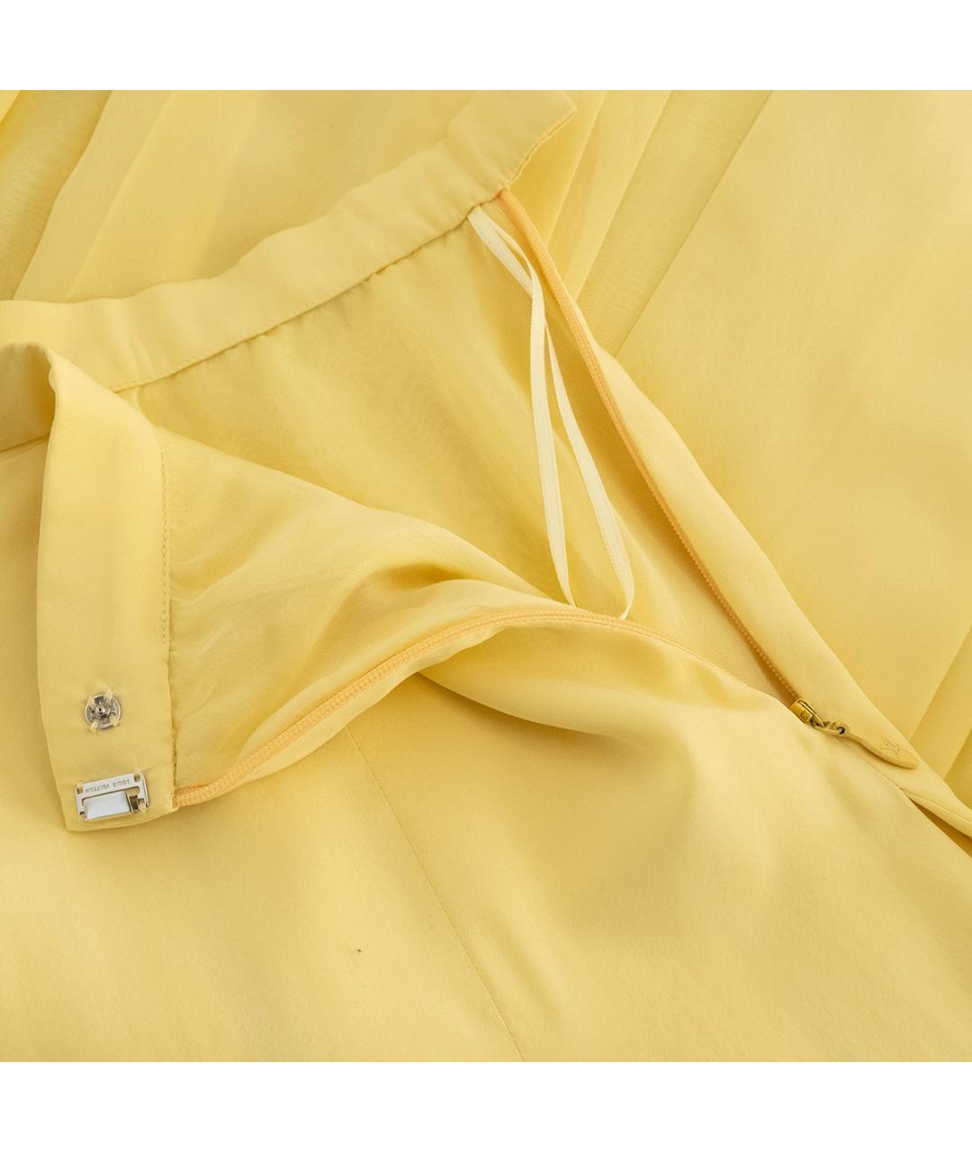 LOUIS VUITTON Желтая шелковая юбка миди, фото 4