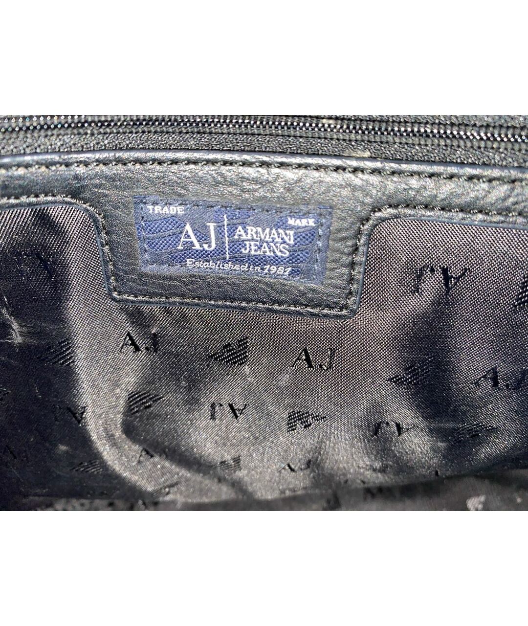 ARMANI JEANS Черная кожаная сумка тоут, фото 7