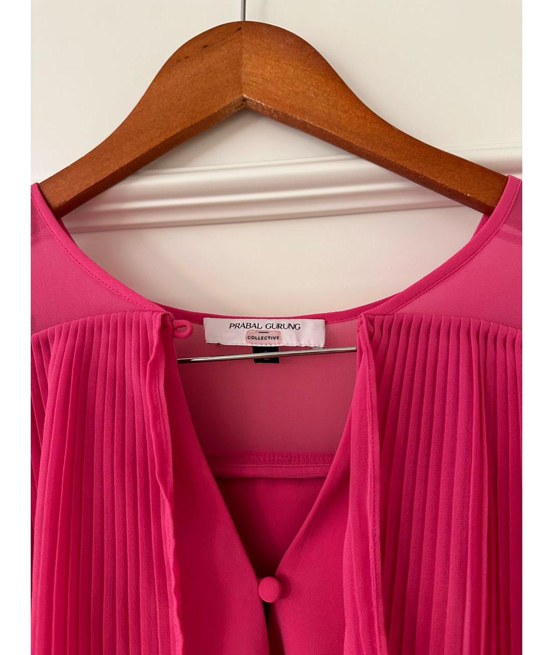 PRABAL GURUNG Розовая шифоновая блузы, фото 5