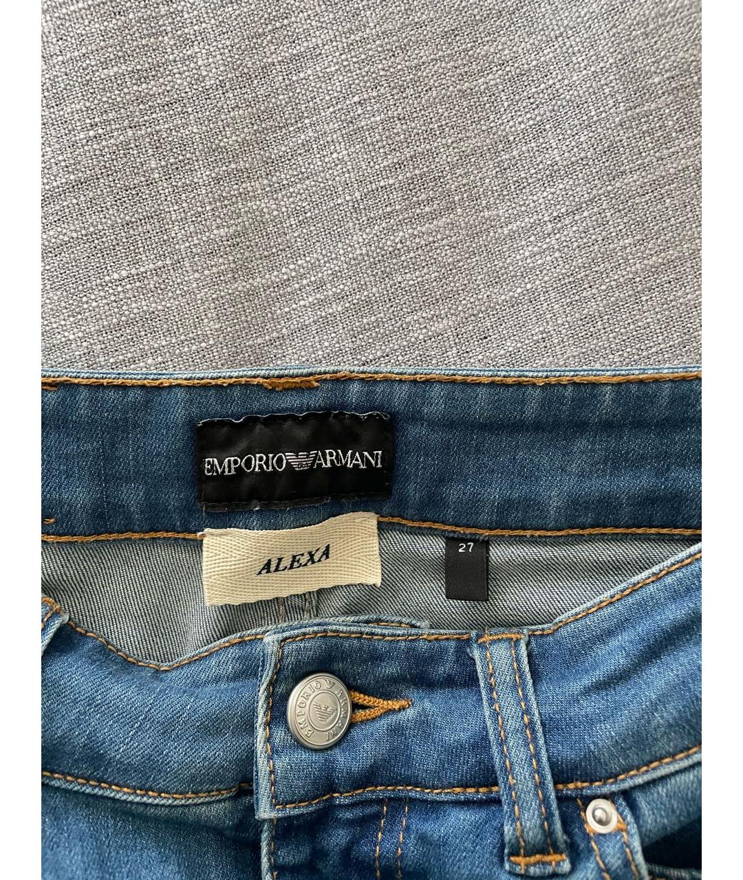 ARMANI JEANS Синие хлопко-полиэстеровые джинсы слим, фото 3