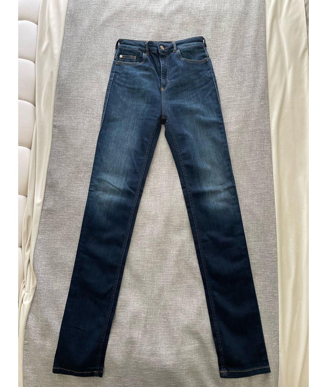 ARMANI JEANS Темно-синие хлопко-полиэстеровые джинсы слим, фото 5