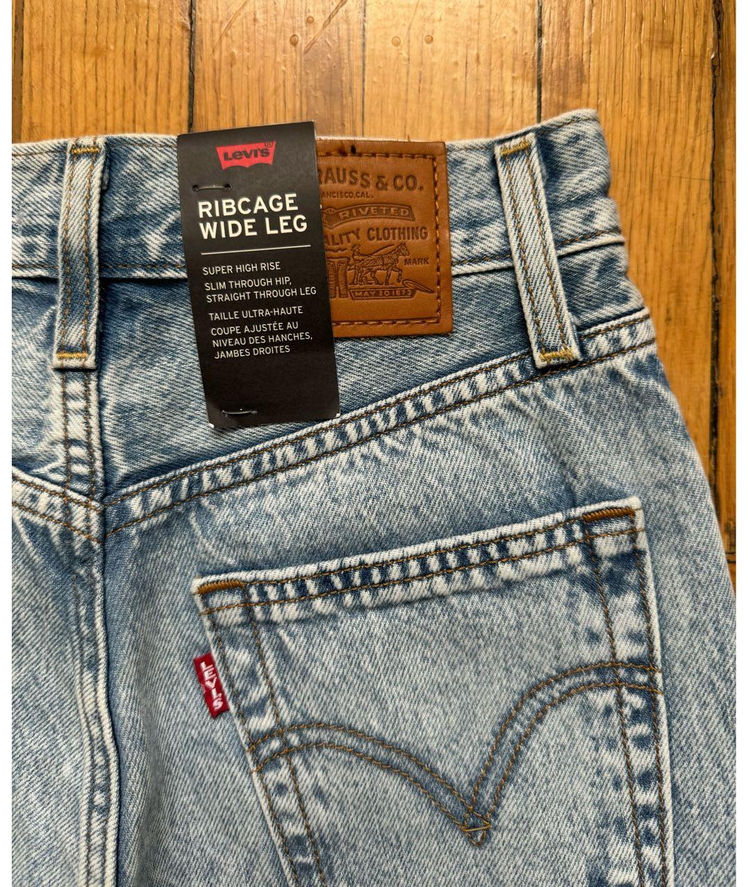 LEVI'S Голубые хлопковые прямые джинсы, фото 4