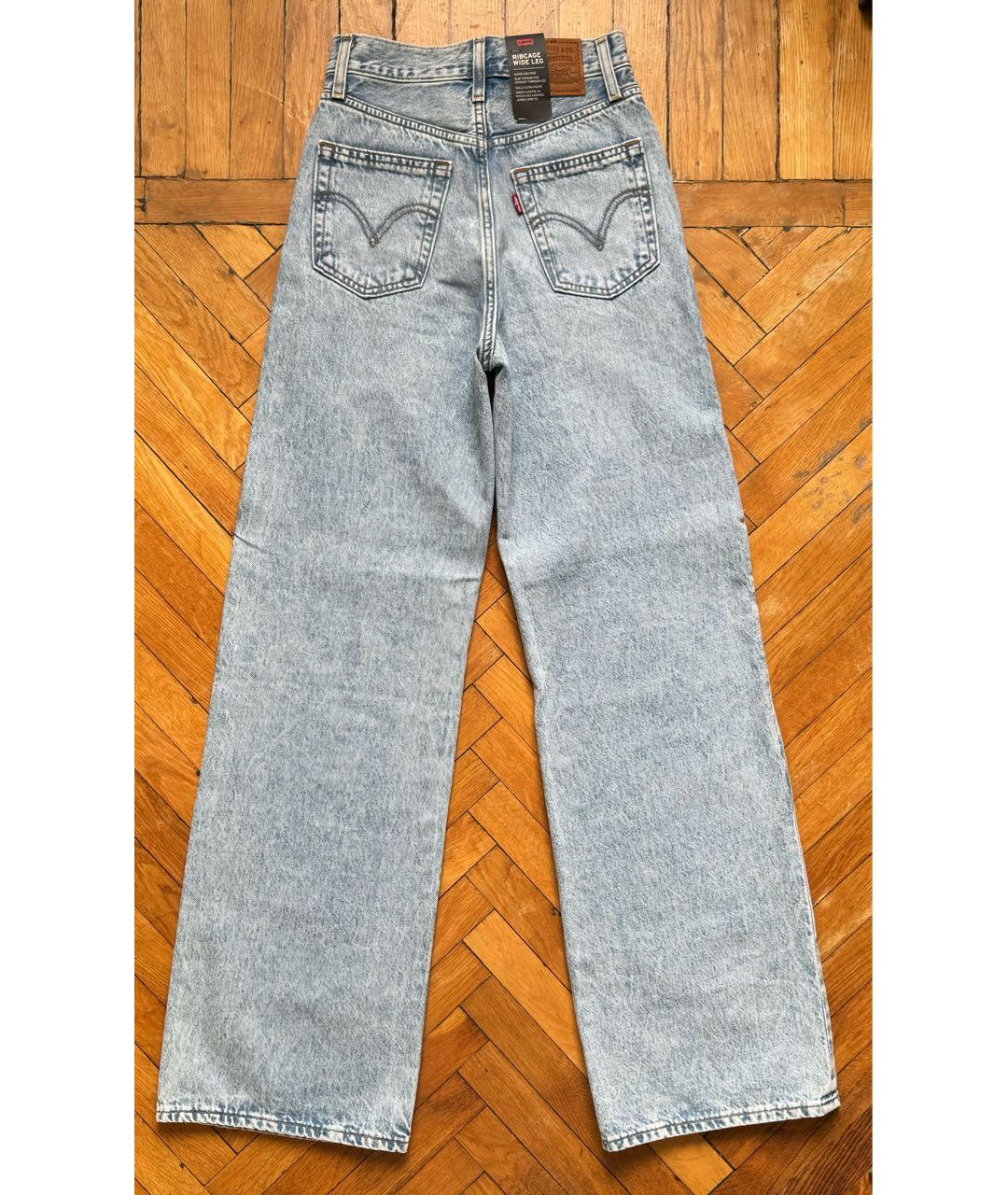 LEVI'S Голубые хлопковые прямые джинсы, фото 2