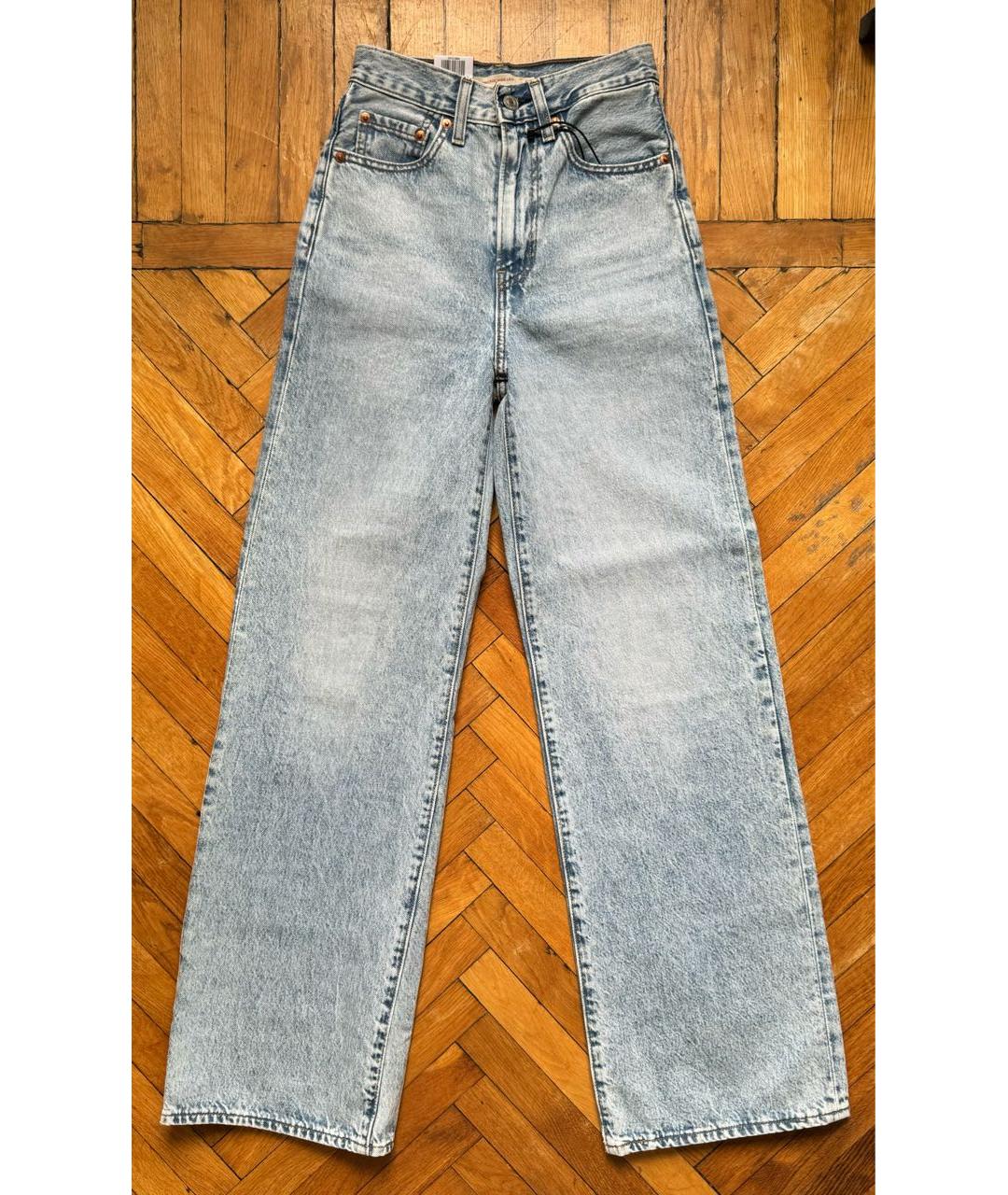 LEVI'S Голубые хлопковые прямые джинсы, фото 6