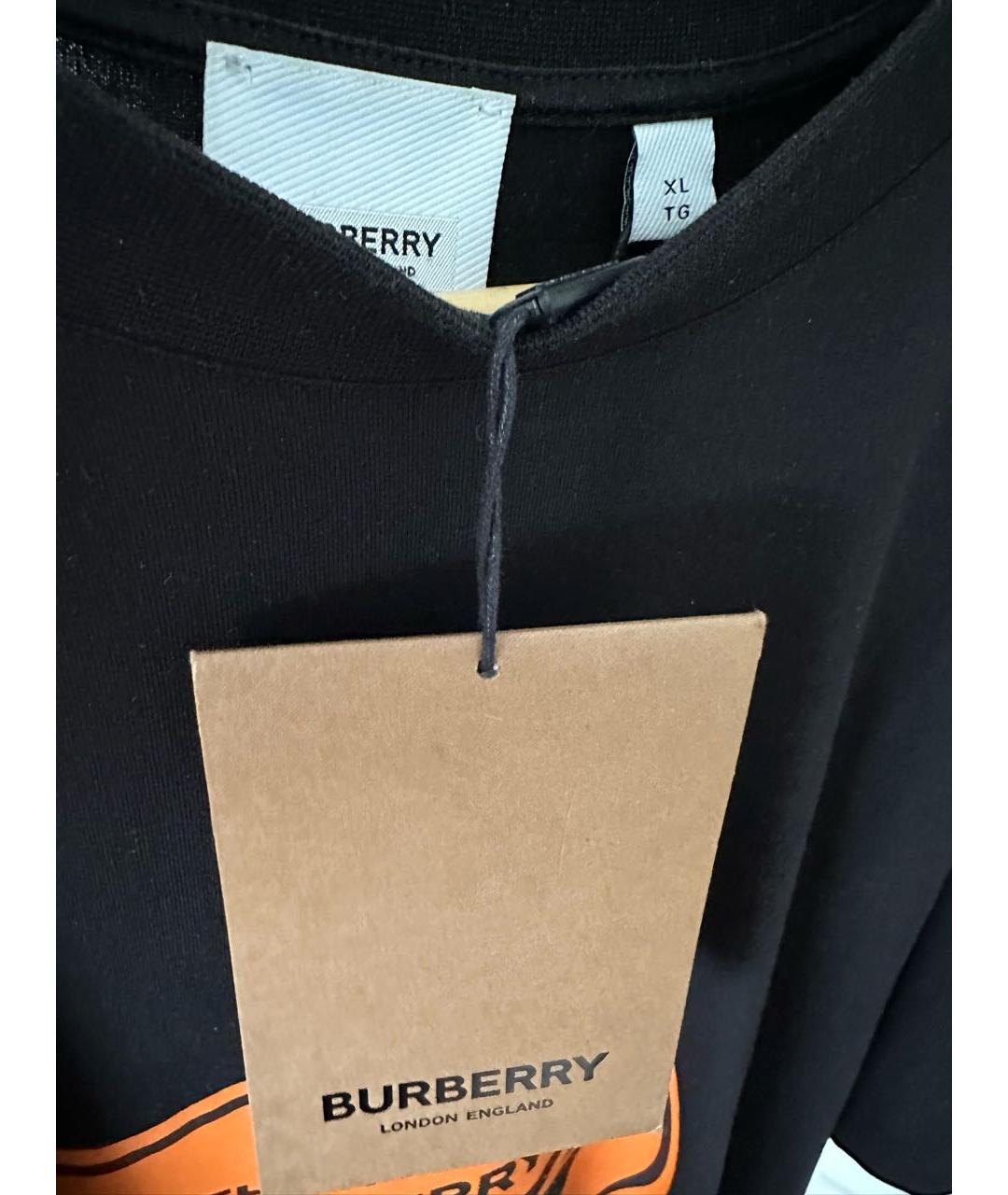 BURBERRY Черная хлопковая футболка, фото 3