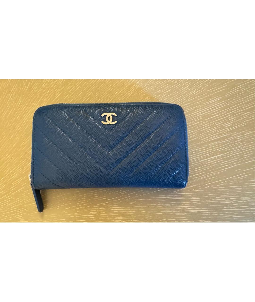 CHANEL PRE-OWNED Синий кожаный кошелек, фото 8