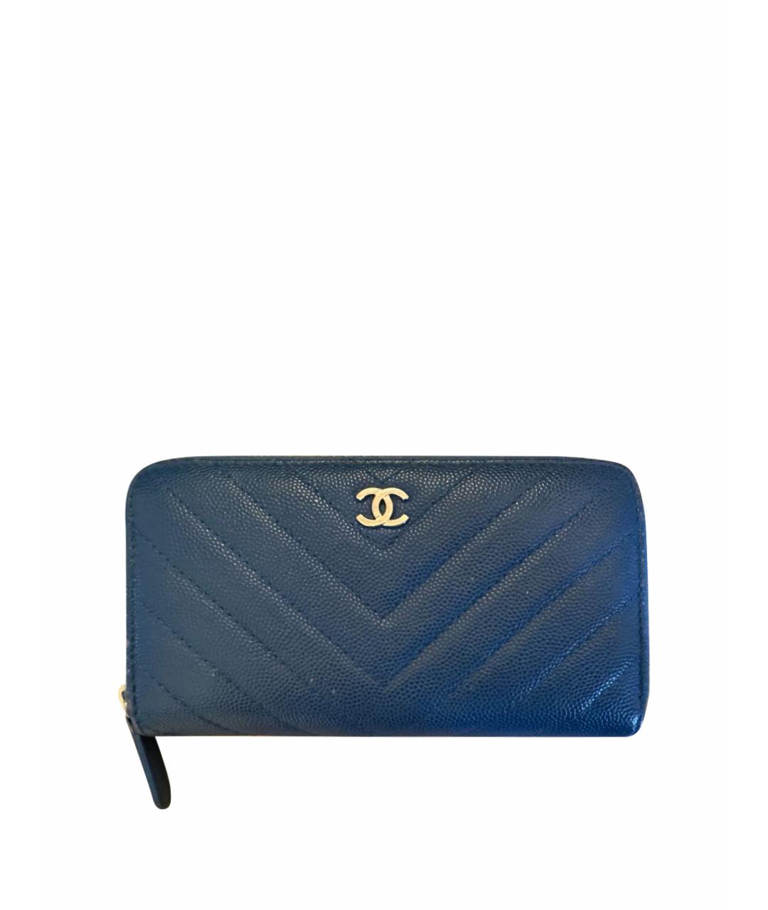 CHANEL PRE-OWNED Синий кожаный кошелек, фото 1