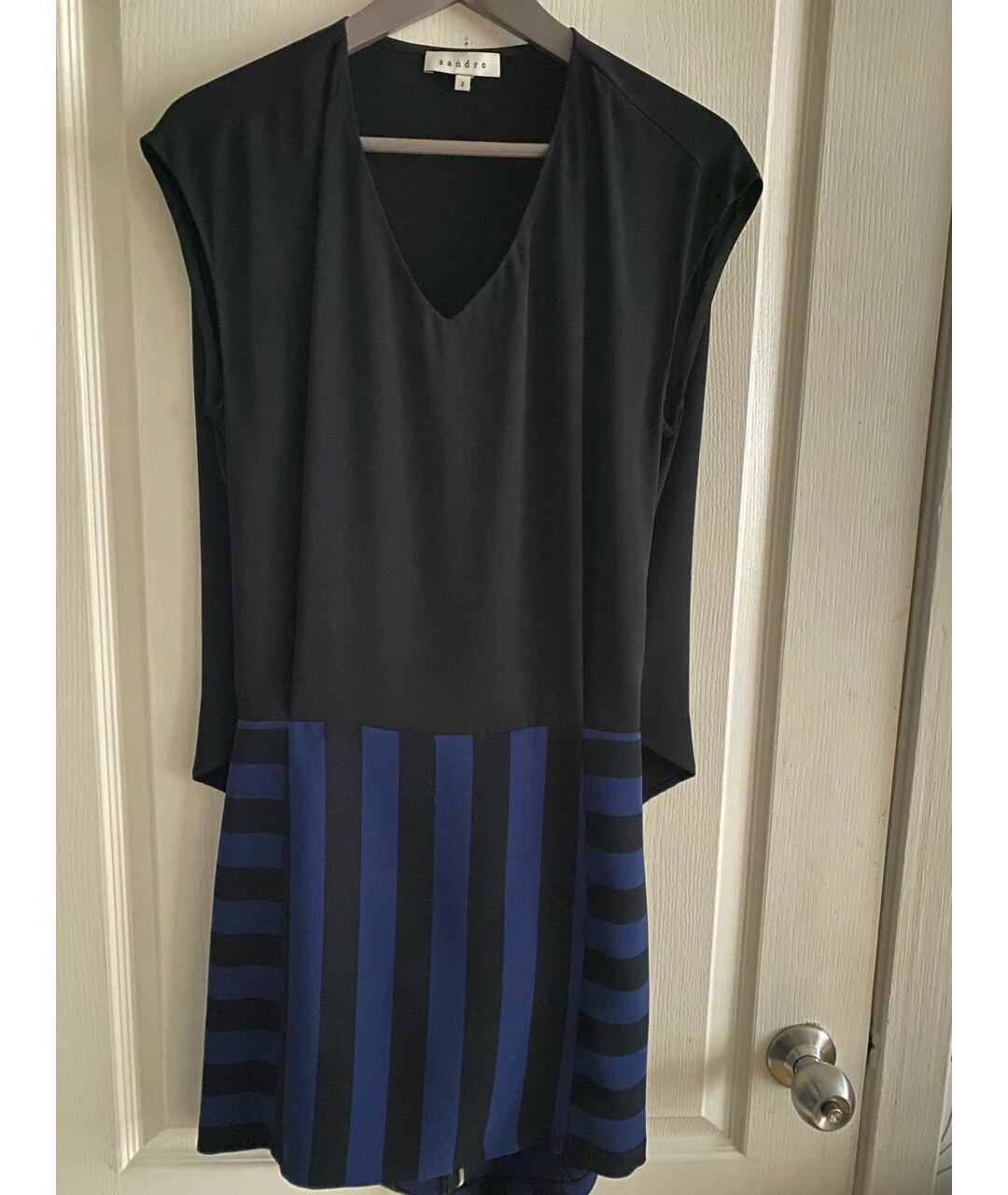 SANDRO Темно-синее полиэстеровое повседневное платье, фото 6