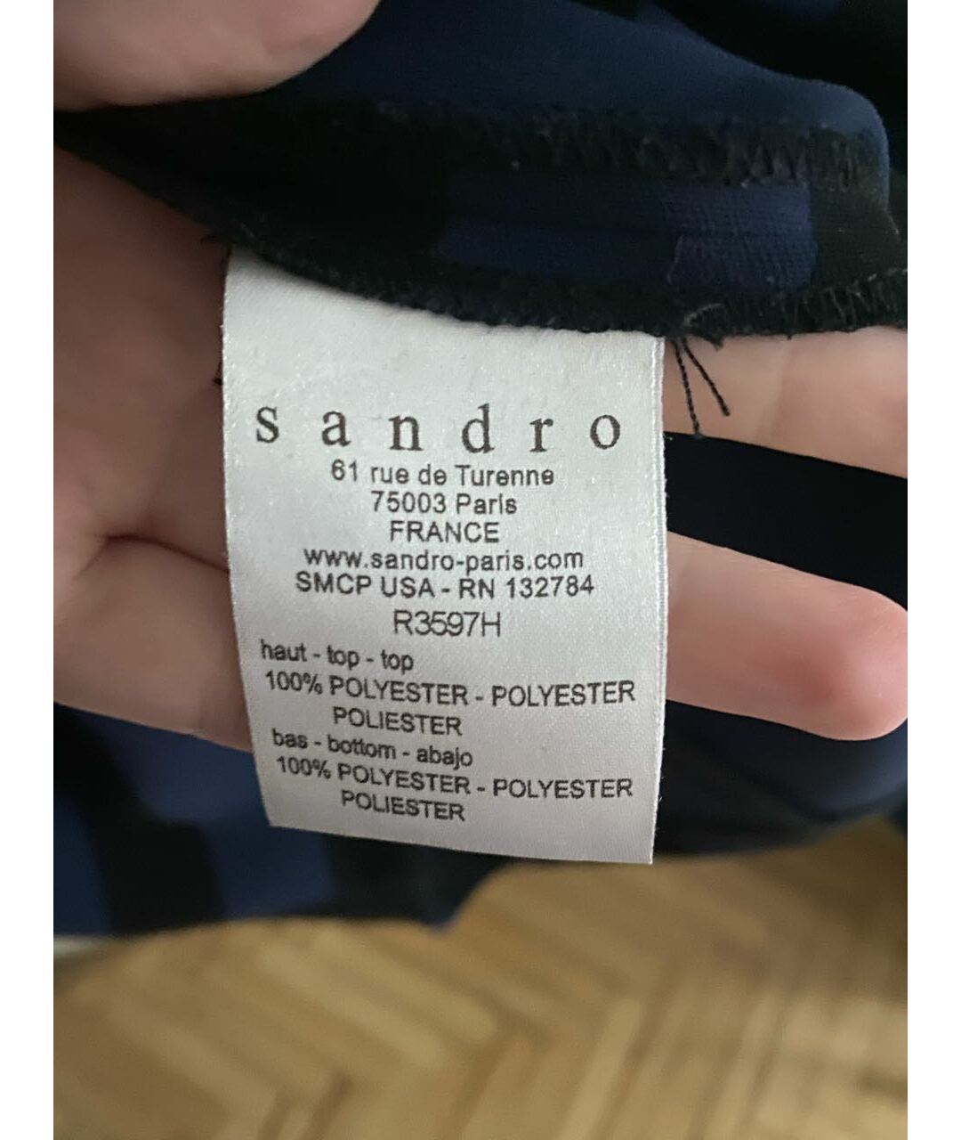 SANDRO Темно-синее полиэстеровое повседневное платье, фото 5