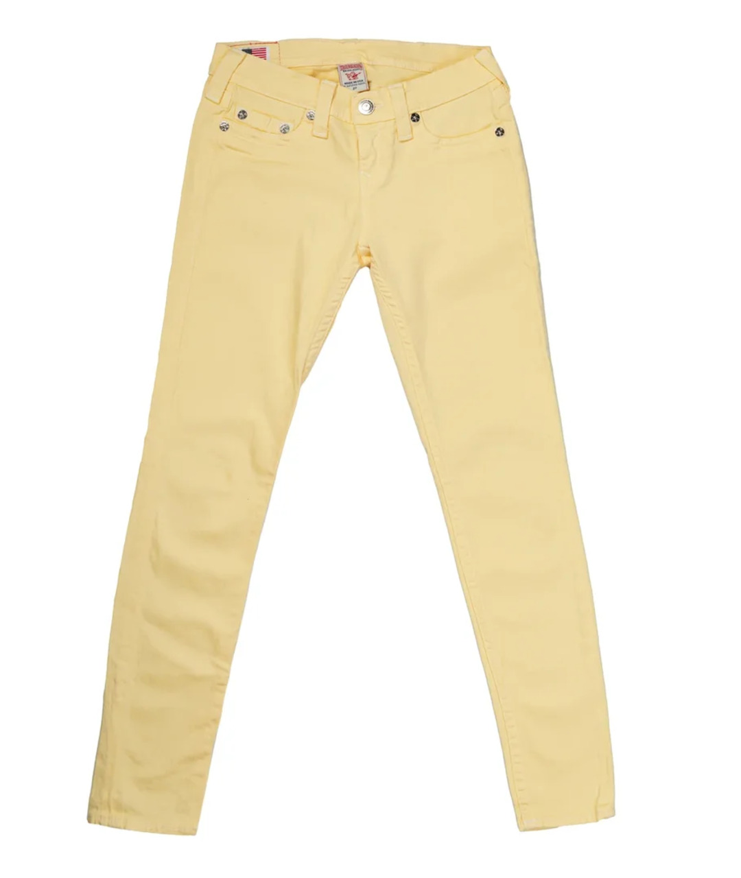 TRUE RELIGION Желтые хлопковые джинсы слим, фото 1