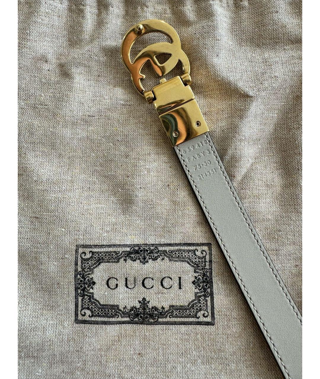 GUCCI Бежевый кожаный ремень, фото 5