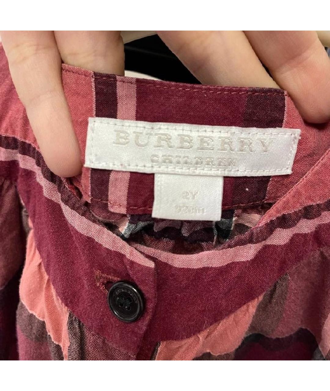 BURBERRY Красная хлопковая блузка для девочек, фото 6