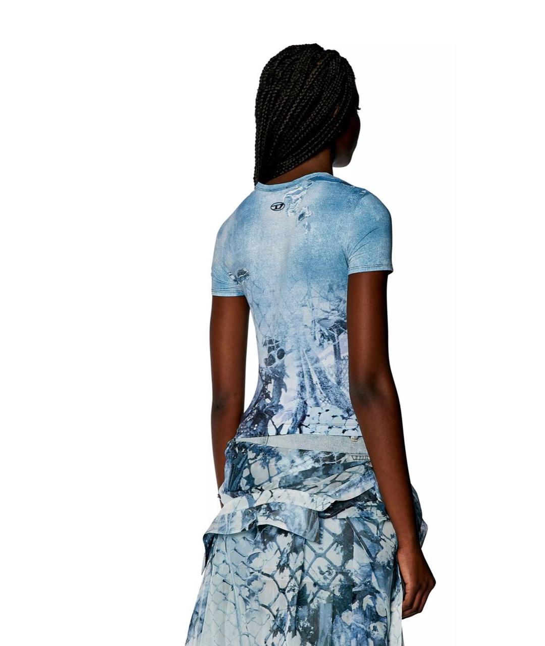 DIESEL Голубая полиамидовая футболка, фото 2